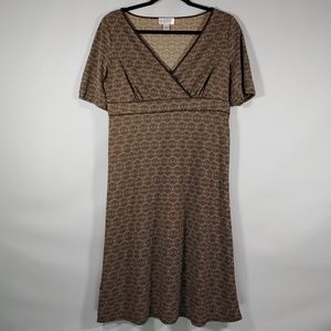 Ann Taylor Loft Petites Women's Brown & Tan Empire Waist V Neck Midi Dress 10 P